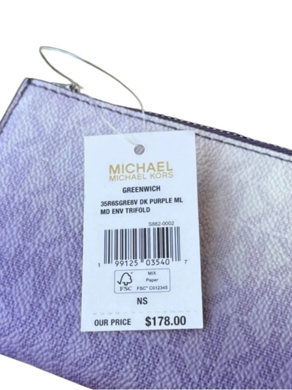 Michael Kors Lavender and Violet Leather Trifold Wallet